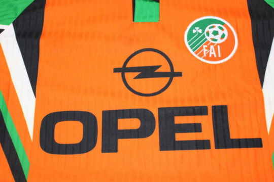 Shirt Front Closeup - Ireland 1997-1998 Away Orange Short-Sleeve Kit