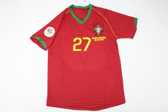 Quaresma Nameset Front - Portugal 2006-2008 Home Short-Sleeve Jersey